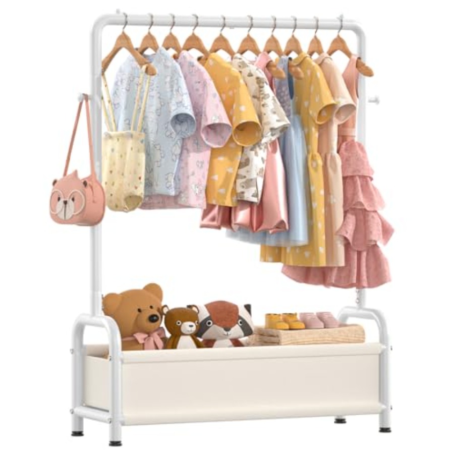 Baby Clothing Hanging Rack - Clothing Rack with Storage Shelf Dress
