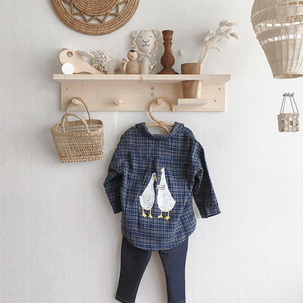 1Pcs Natural Rattan Kids Cloth - Baby Clothing Hanging Rack ulasan dan harga