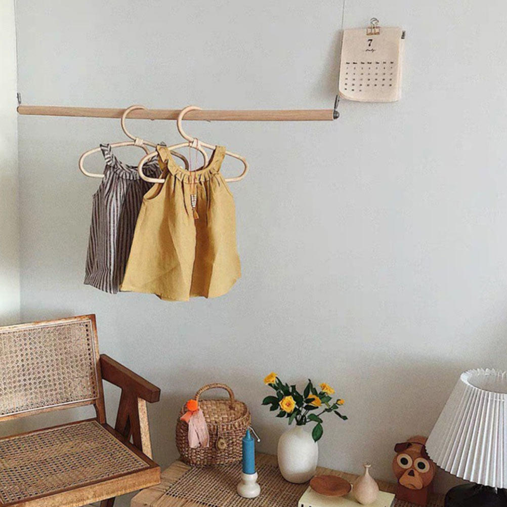 1Pcs Natural Rattan Kids Cloth - Baby Clothing Hanging Rack ulasan dan harga