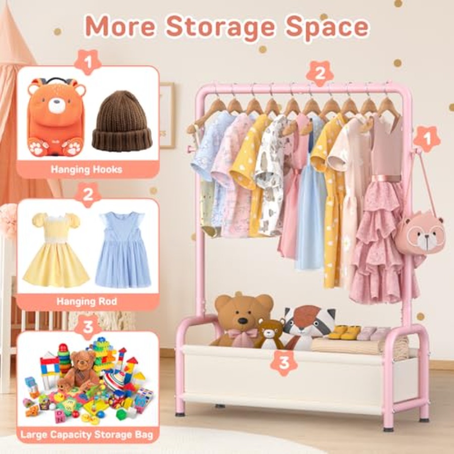 Clothing Rack with Storage She - Baby Clothing Hanging Rack ulasan dan harga
