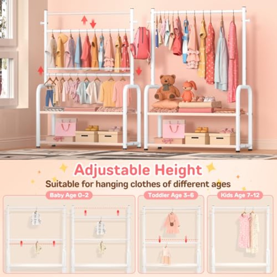 Clothing Rack with 2-Layer Sto - Baby Clothing Hanging Rack ulasan dan harga