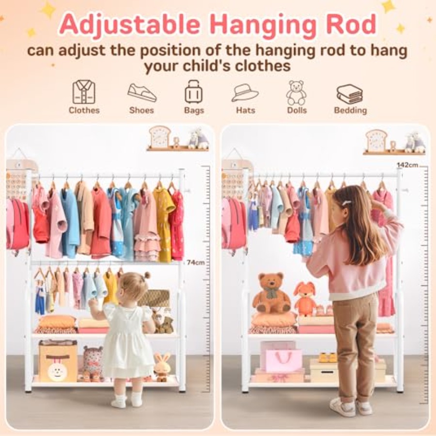 Clothing Rack with 2-Layer Sto - Baby Clothing Hanging Rack ulasan dan harga