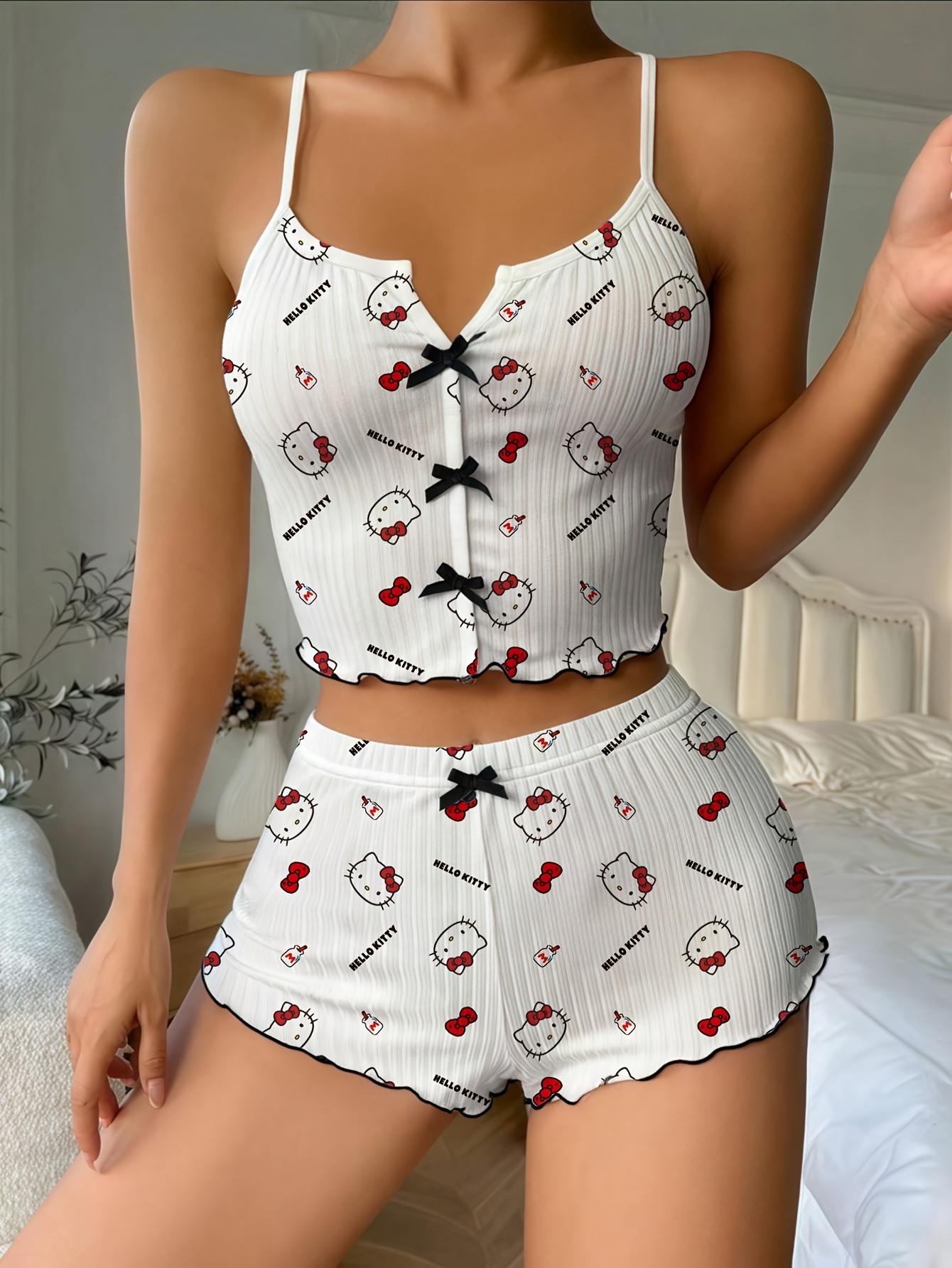 Sanrio Hello Kitty Bowknot Sus - Summer Short Set ulasan dan harga
