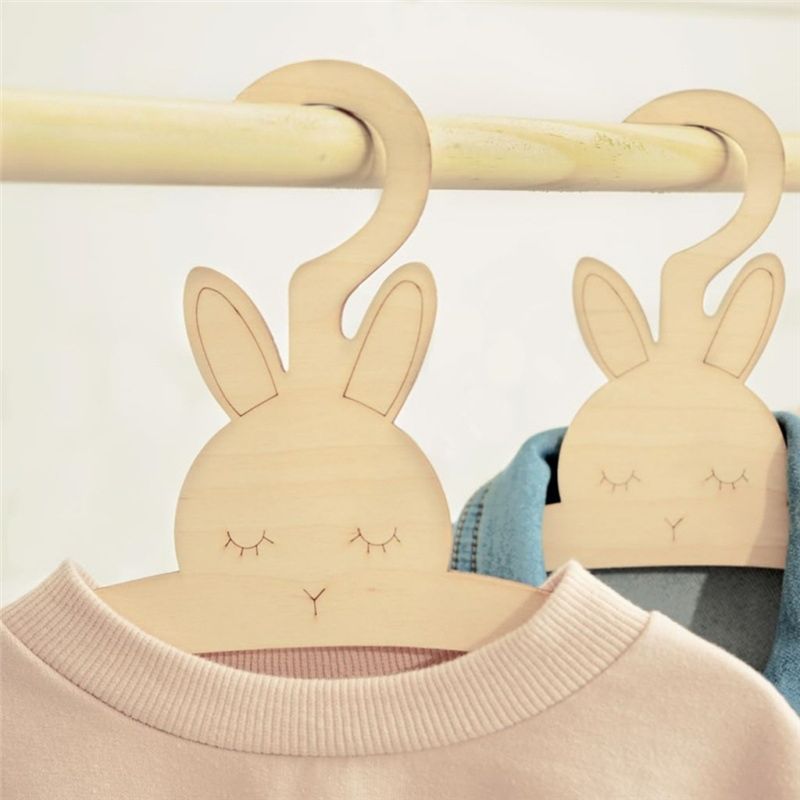 ABJI-20PCS Cute Wooden Clothes - Baby Clothing Hanging Rack ulasan dan harga