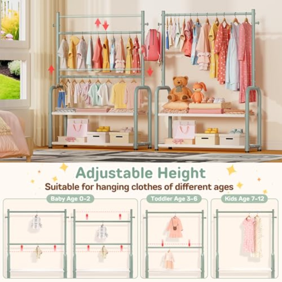 Clothing Rack with 2-Layer Sto - Baby Clothing Hanging Rack ulasan dan harga