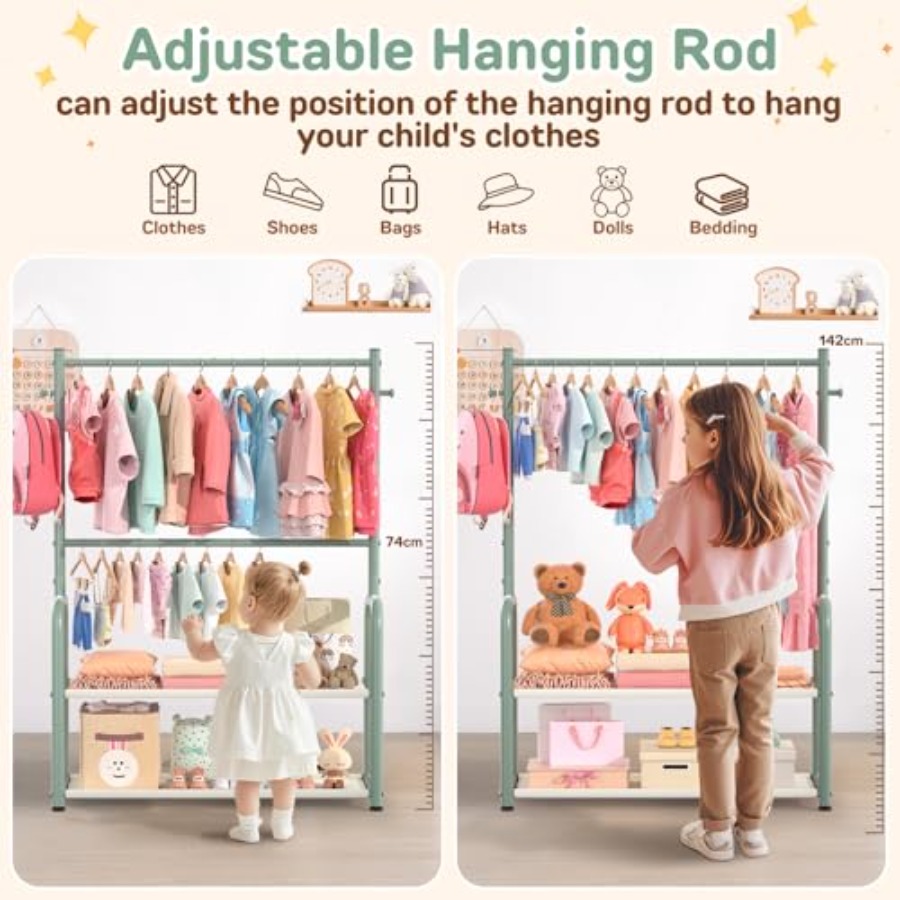 Clothing Rack with 2-Layer Sto - Baby Clothing Hanging Rack ulasan dan harga