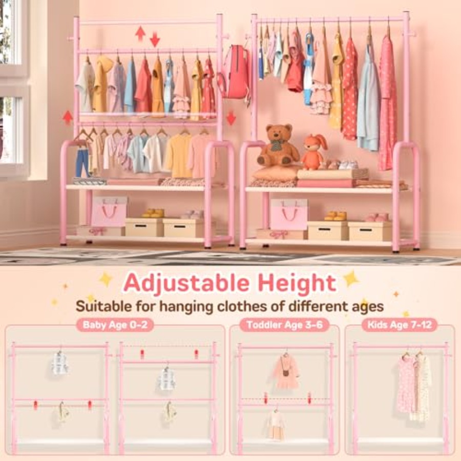 Clothing Rack with 2-Layer Sto - Baby Clothing Hanging Rack ulasan dan harga